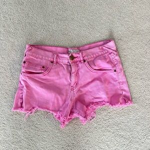 Free People Pink Jean Shorts